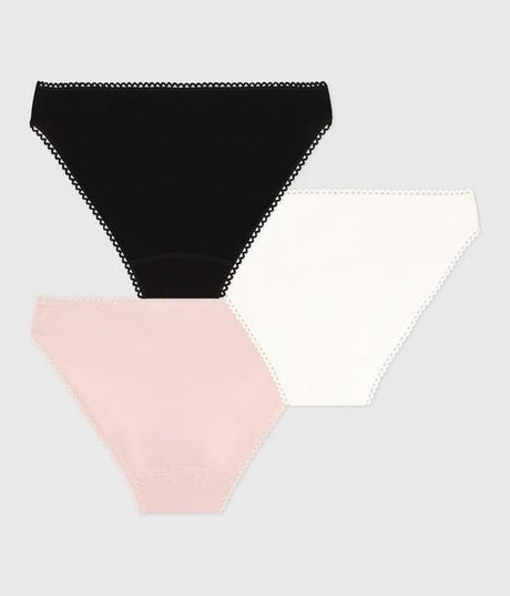 WOMENS PLAIN COTTON AND ELASTANE BRIEFS-3-PACK