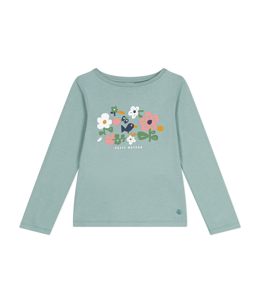 LITTLE GIRLS' LONG-SLEEVED RIB KNIT T-SHIRT