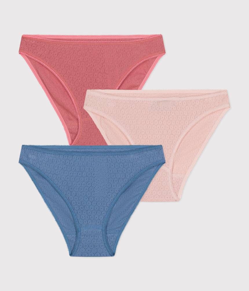 WOMEN'S OPENWORK COTTON BRIEFS - 3-PACK