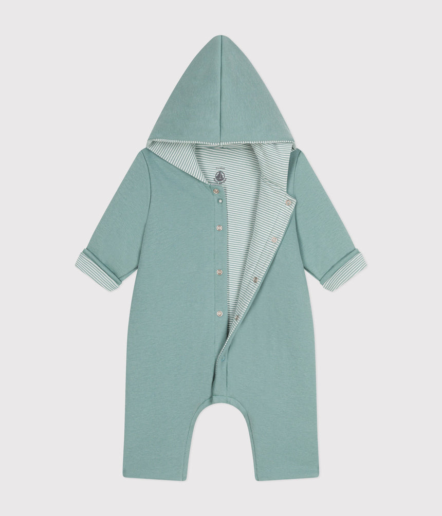 BABIES PADDED HOODED COTTON JUMPSUIT