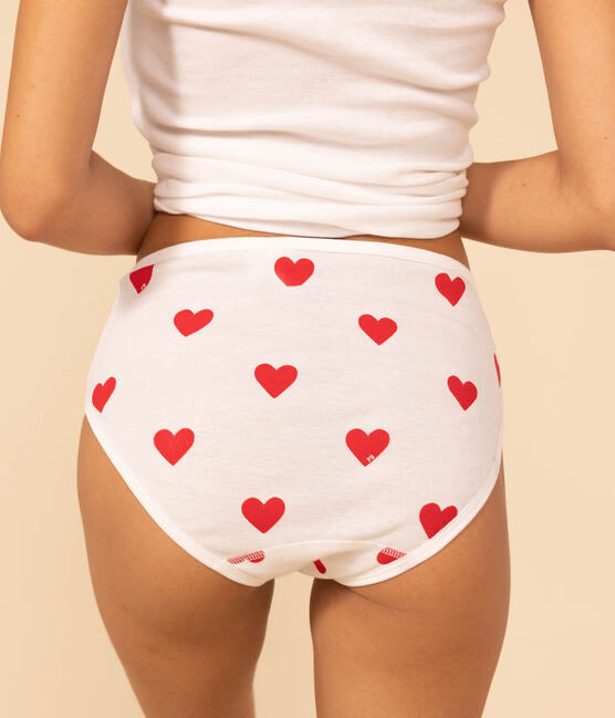 WOMENS HEART AND STRIPE HIGH-WAISTED COTTON BRIEFS-2-PACK WOMENS HEART AND STRIPE HIGH-WAISTED COTTON BRIEFS-2-PACK