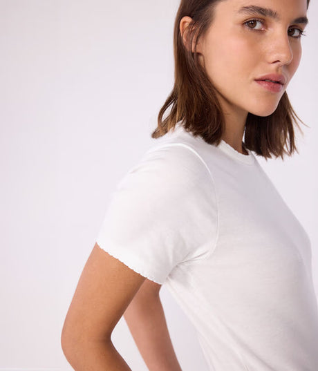 WOMENS SHORT-SLEEVED RIB KNIT ICONIC COCOTTE T-SHIRT