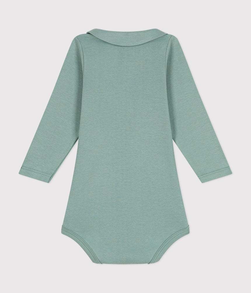 BABIES' LONG-SLEEVED COTTON BODYSUIT WITH A COLLAR