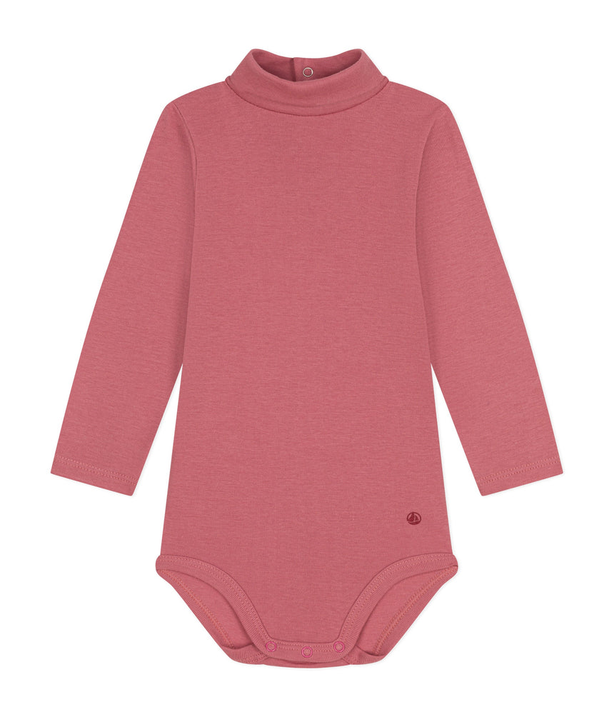 BABIES' LONG-SLEEVED ROLL NECK COTTON BODYSUIT