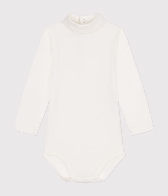 BABIES' LONG-SLEEVED ROLL NECK COTTON BODYSUIT