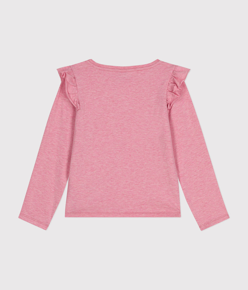 GIRLS' LONG-SLEEVED RIB KNIT T-SHIRT