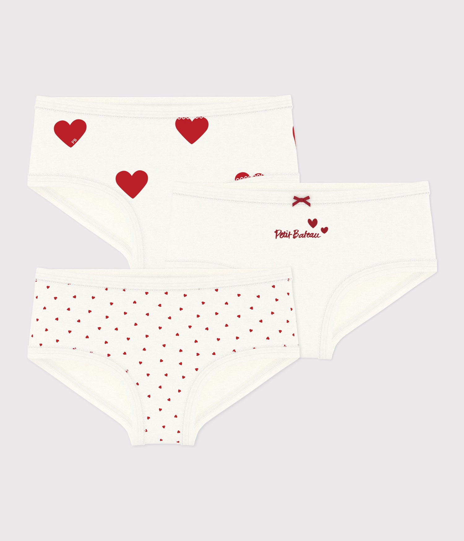 CHILDRENS HIGH-WAISTED COTTON HEART PATTERN KNICKERS -3-PACK CHILDRENS HIGH-WAISTED COTTON HEART PATTERN KNICKERS -3-PACK