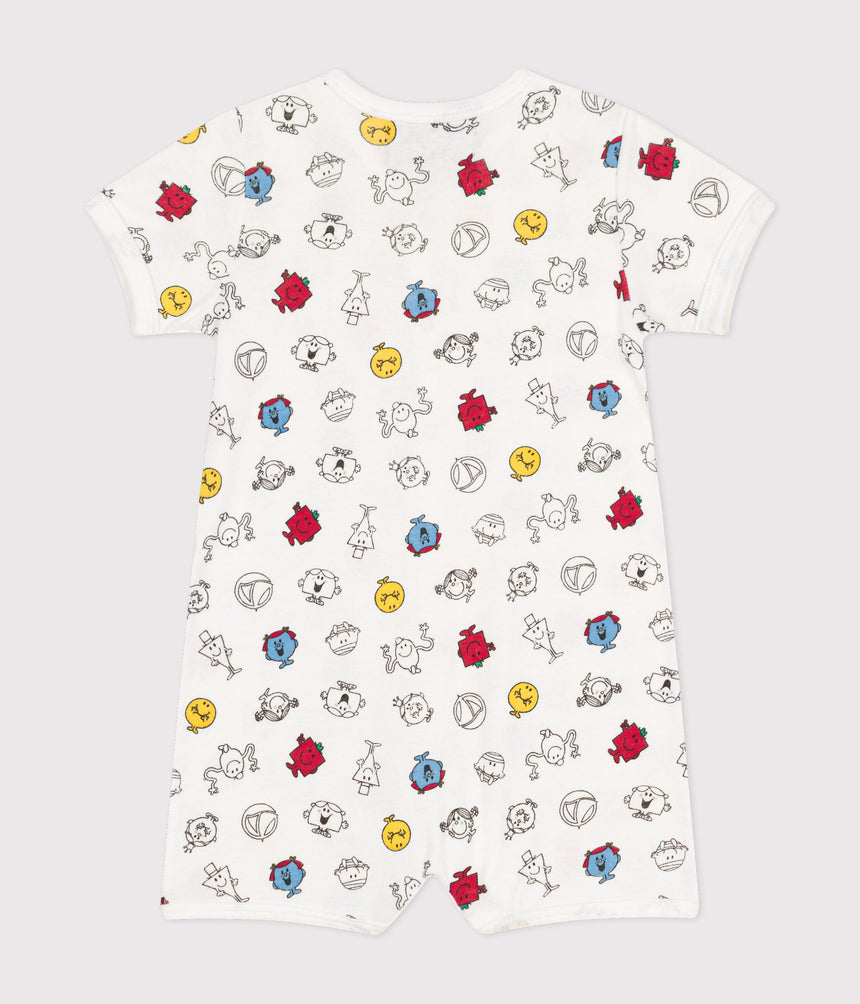 BABIES' SHORT PRINTED MR. MEN AND LITTLE MISS COTTON PLAYSUIT