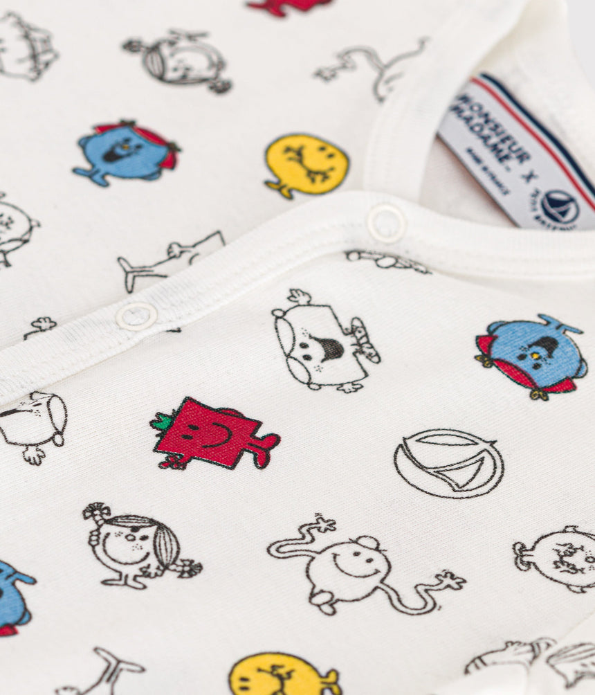 BABIES' SHORT PRINTED MR. MEN AND LITTLE MISS COTTON PLAYSUIT