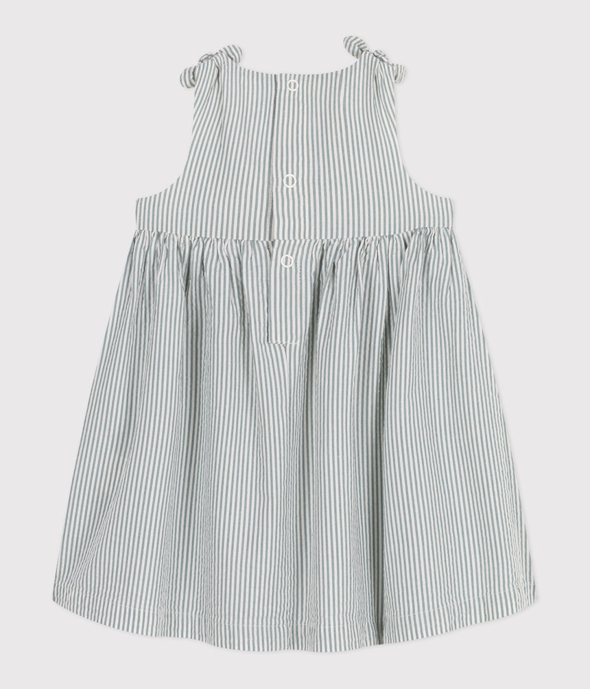 BABIES' SLEEVELESS STRIPY COTTON DRESS