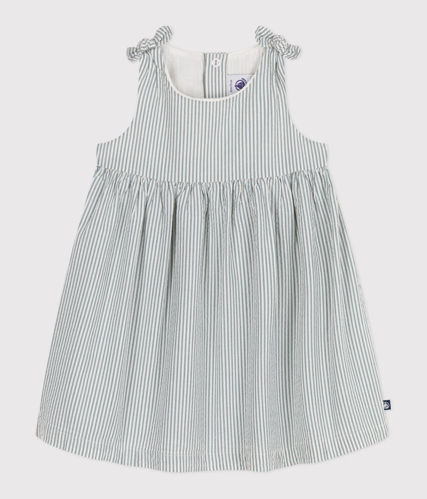 BABIES' SLEEVELESS STRIPY COTTON DRESS