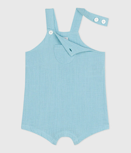 BABIES SHORT-LEGGED PLAIN COTTON GAUZE DUNGAREES