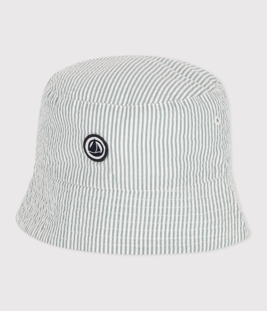 GREEN COTTON SEERSUCKER BOB BEANIE