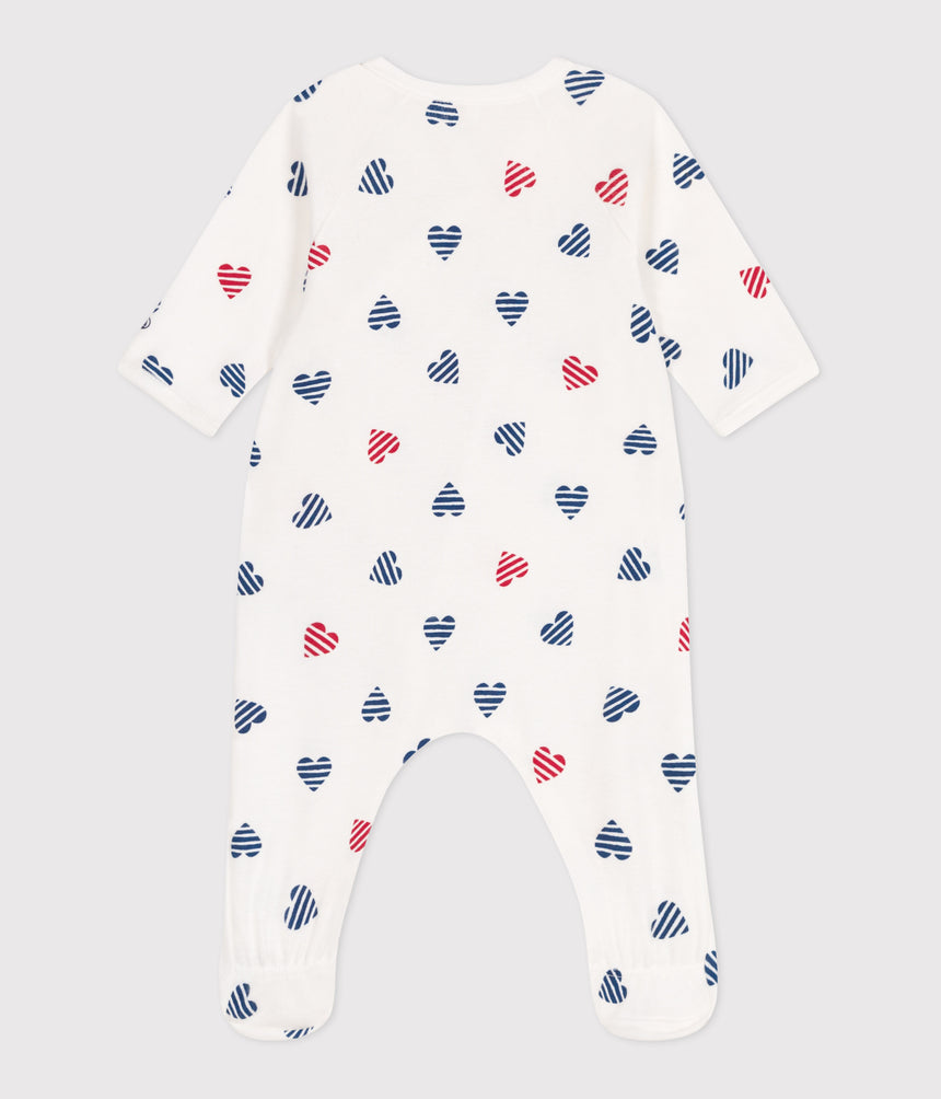 BABIES STRIPY HEART-PATTERNED COTTON PYJAMAS