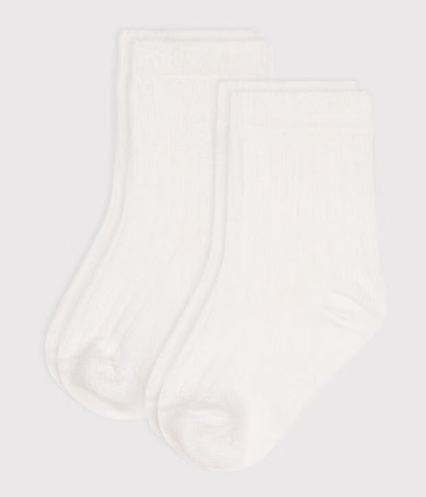 PACK OF SOLID-COLOR COTTON BABY SOCKS WITH RIBBED CUFFS