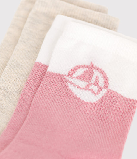 PAIRS OF GIRLS' LOGO COTTON SOCKS - 2-PACK