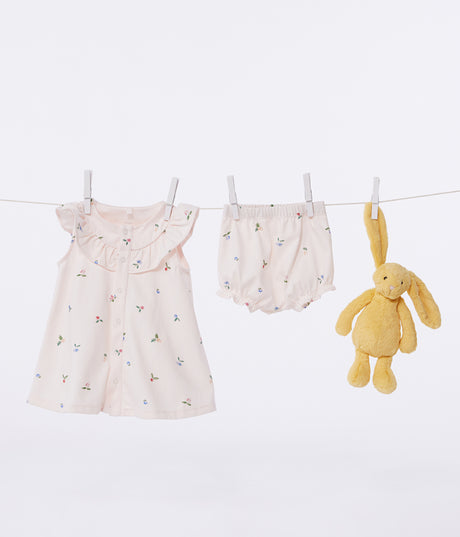 BABIES' SHORT-SLEEVED FRUIT PRINT COTTON DRESS AND BLOOMESR