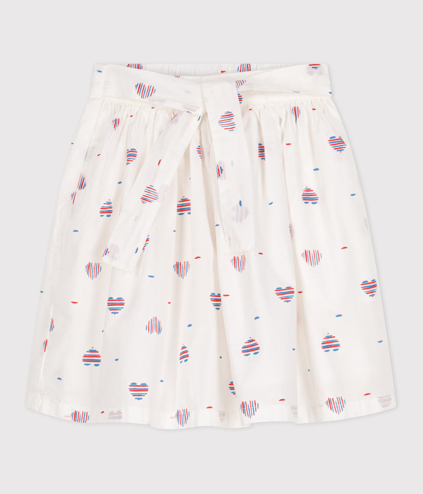 CHILDREN'S HEART-PATTERNED COTTON SKIRT