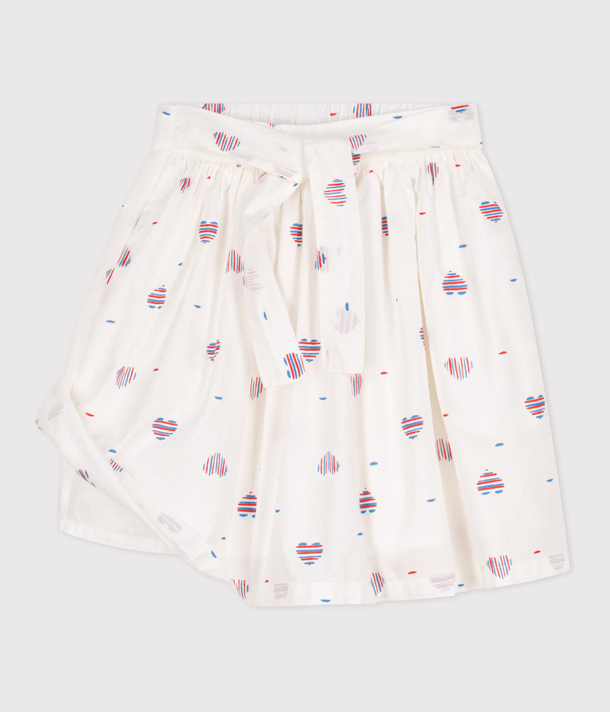 CHILDREN'S HEART-PATTERNED COTTON SKIRT