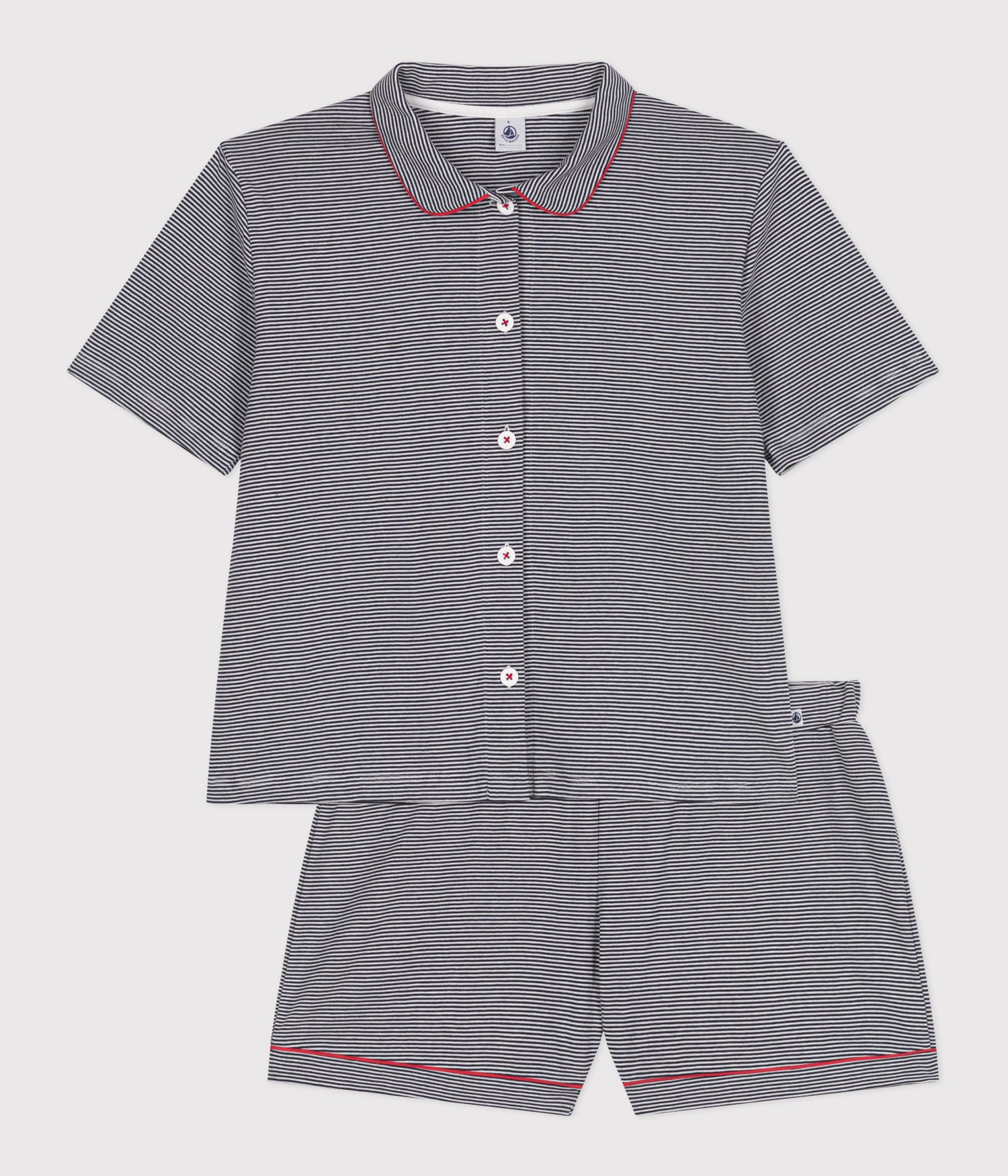 WOMENS SHORT-STRIPY COTTON BUTTONED PYJAMAS WOMENS SHORT-STRIPY COTTON BUTTONED PYJAMAS