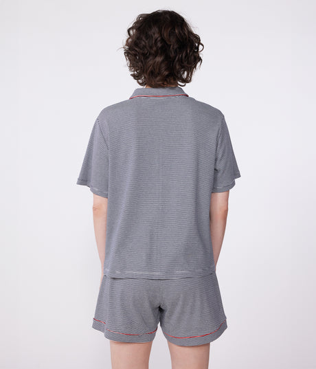 WOMEN'S STRIPED BUTTONED COTTON SHORTS PAJAMS