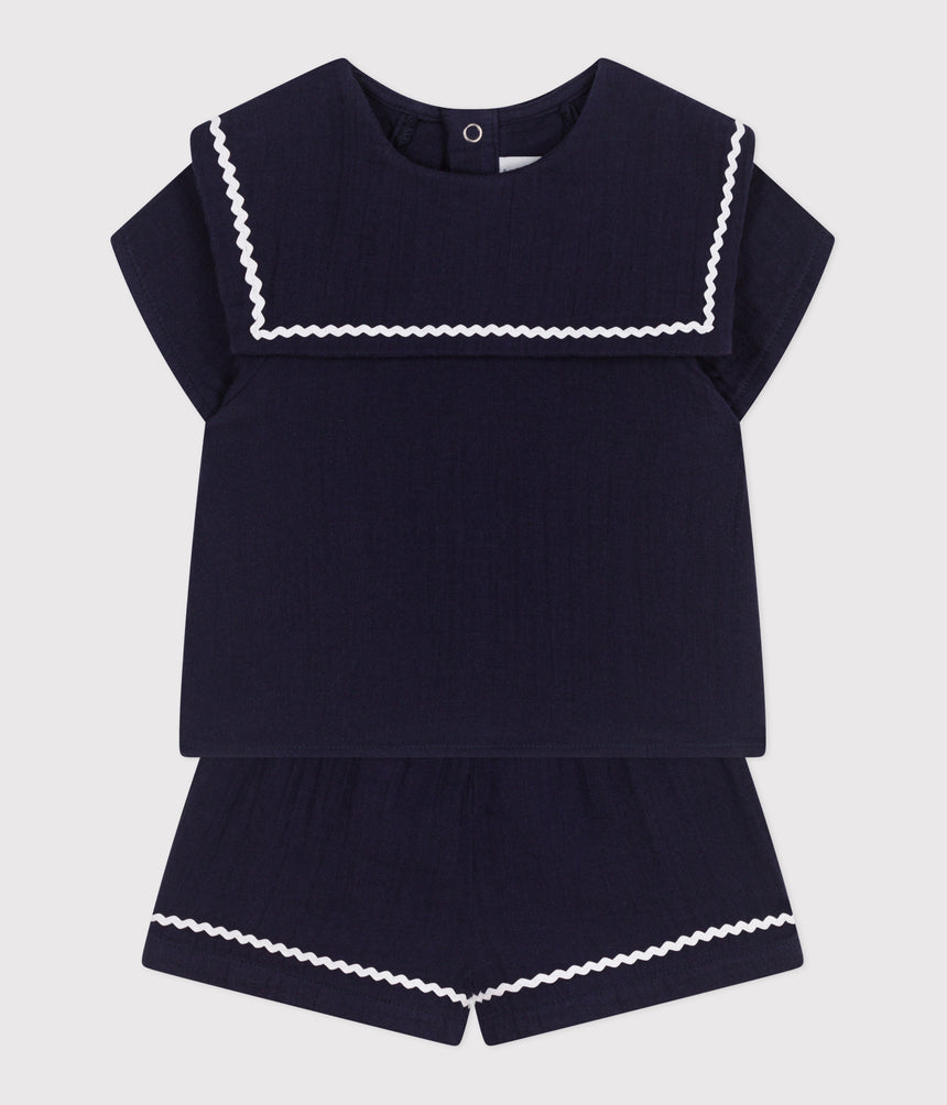 BABIES' TWO-PIECE COTTON OUTFIT WITH NAUTICAL DETAILS