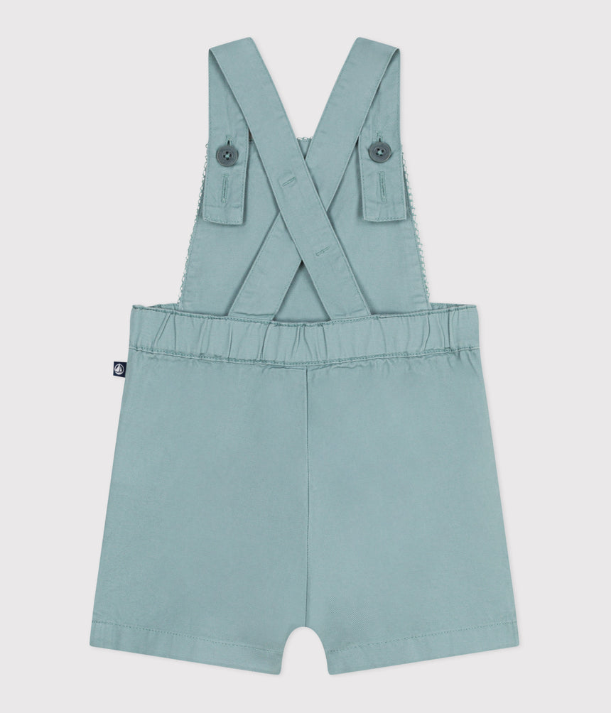 BABIES' SHORT-LEGGED PLAIN COTTON DUNGAREES