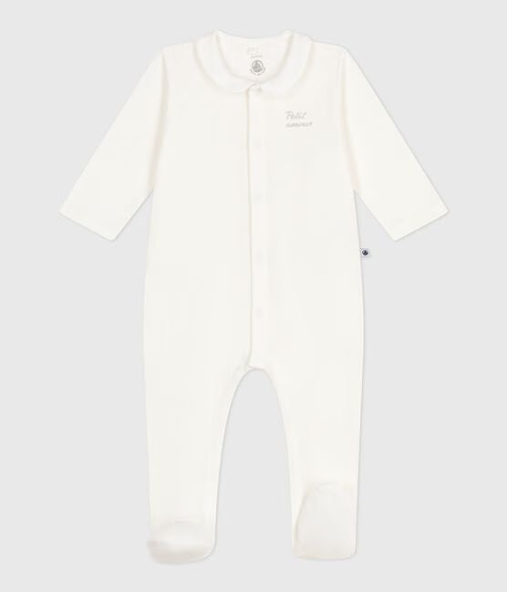 BABIES TUBE-KNIT PYJAMAS WITH A PLAIN CALLAR
