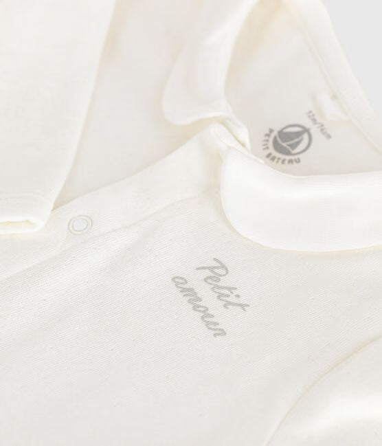BABIES TUBE-KNIT PYJAMAS WITH A PLAIN CALLAR