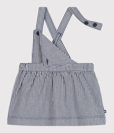 BABIES' STRIPY COTTON PINAFORE DRESS