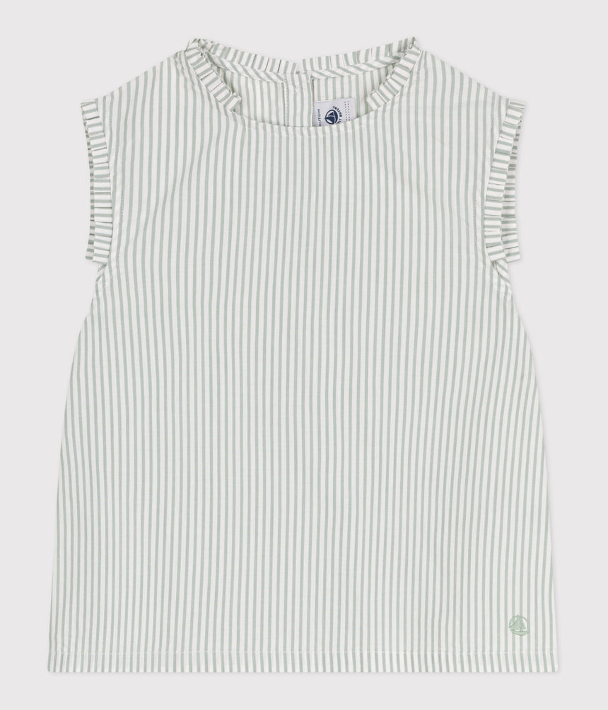 CHILDRENS SLEEVELESS STRIPY COTTON BLOUSE