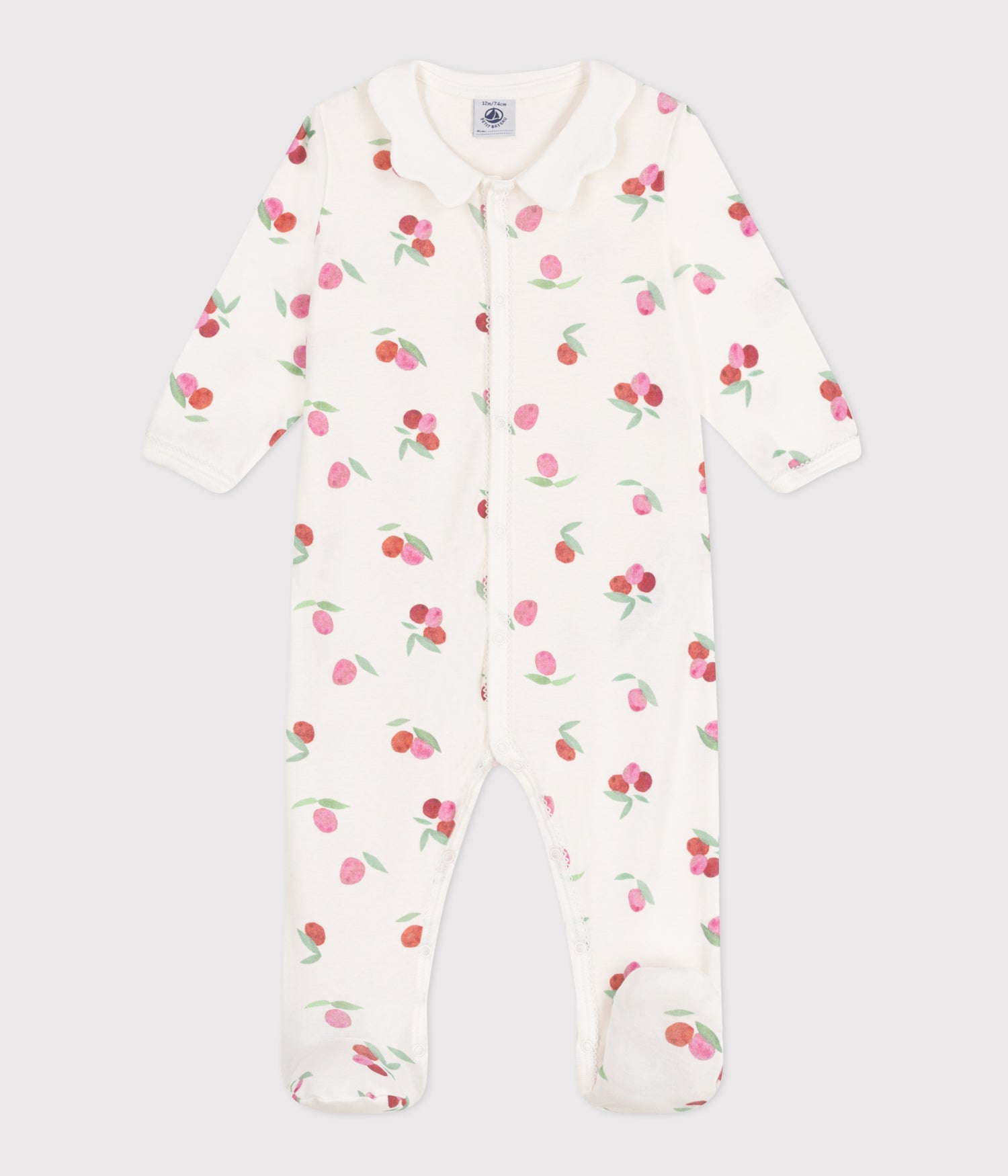 BABIES COTTON PYJAMAS WITH A FRUIT PATERN PETAL COLLAR BABIES COTTON PYJAMAS WITH A FRUIT PATERN PETAL COLLAR