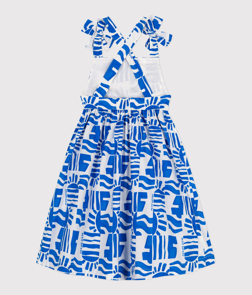 CHILDREN'S LONG STRAPPY DRESS IN PRINTED COTTON