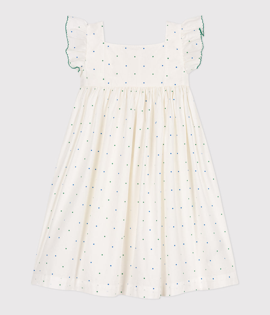 CHILDREN'S LONG SLEEVELESS SPOTTED COTTON DRESS