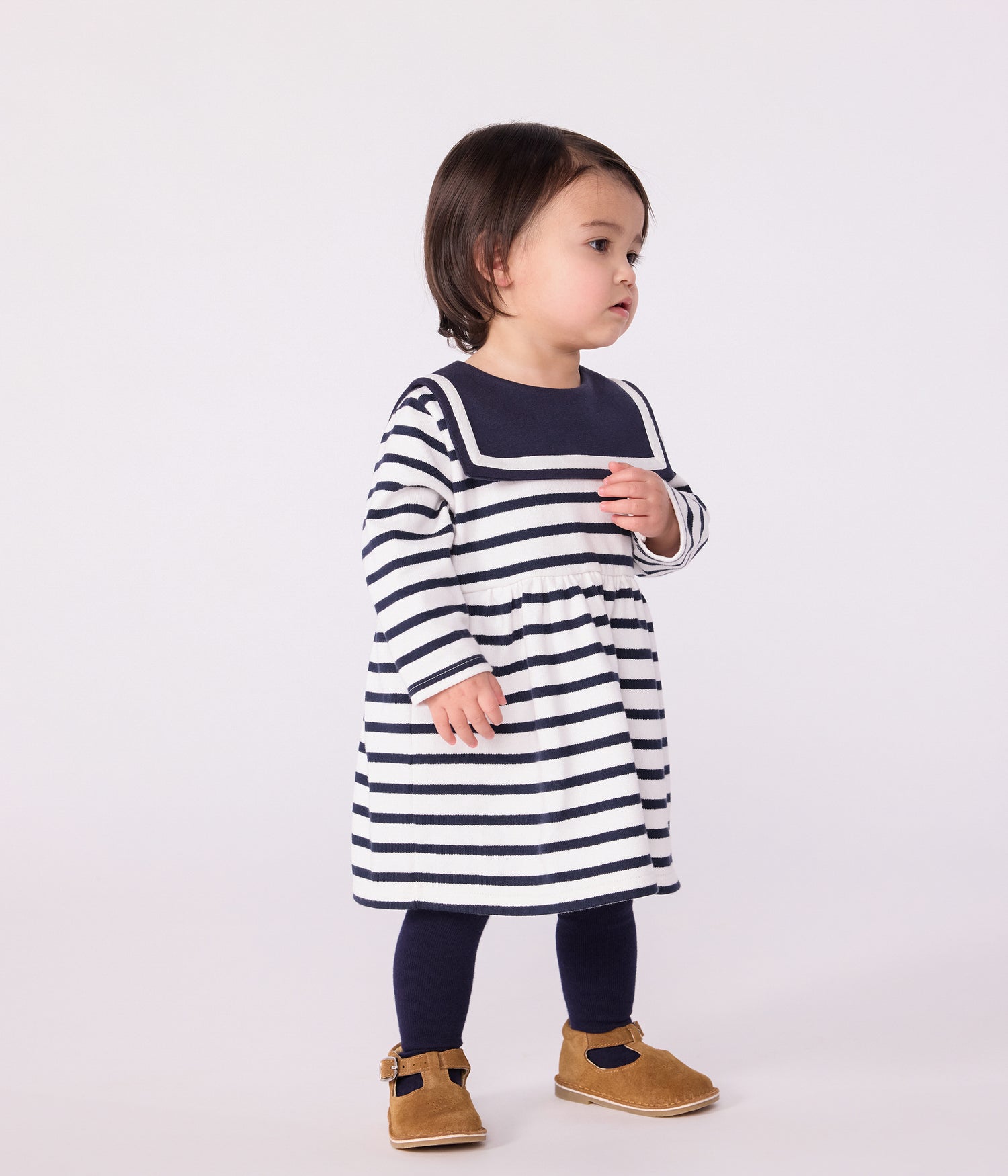 BABIES BRETON STRIPE DRESS IN THICK COTTON WITH LONG SLEEVES BABIES BRETON STRIPE DRESS IN THICK COTTON WITH LONG SLEEVES