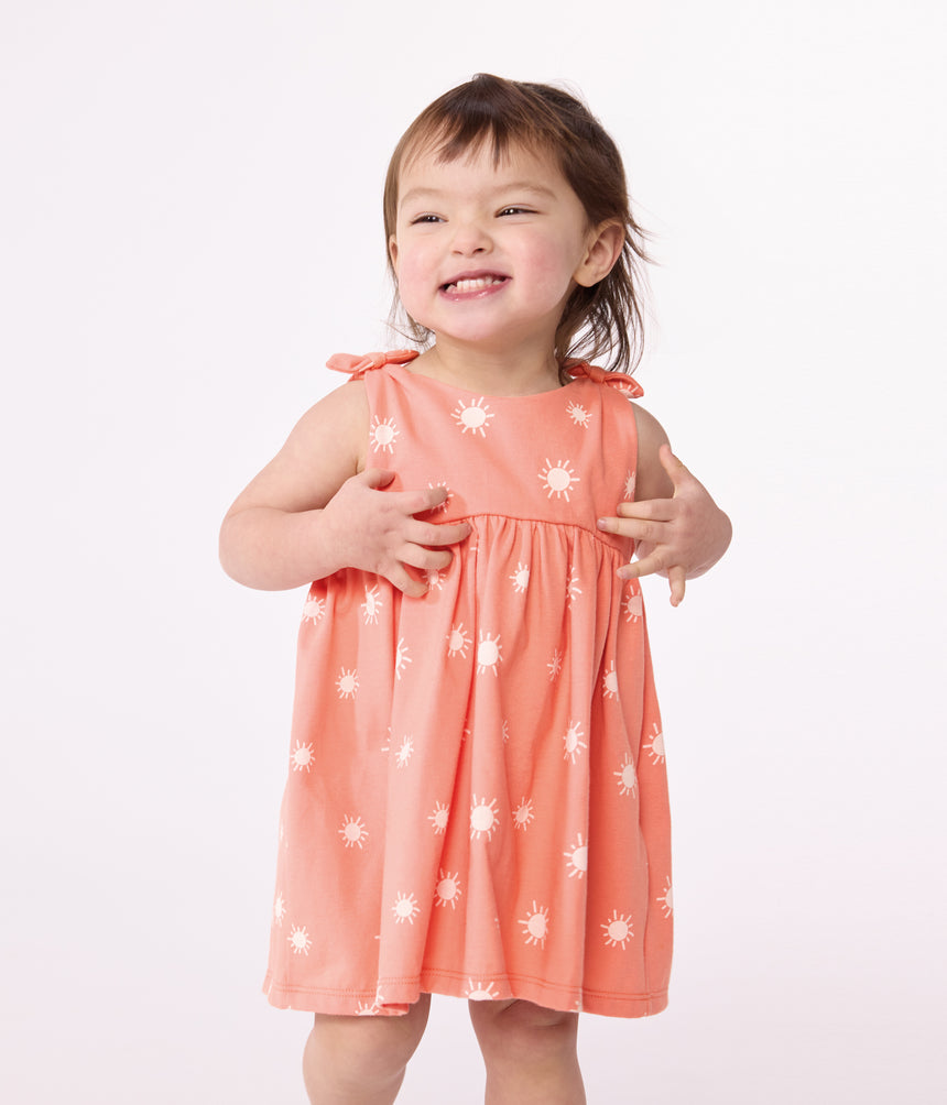 BABIES SLEEVELESS SUNSHINE PRINT COTTON DRESS