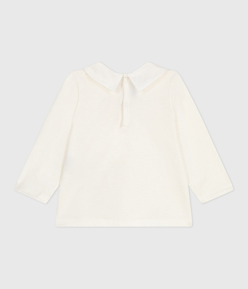 BABIES LONG SLEEVED COTTON BLOUSE WITH AN EMBROIDERED COOLAR