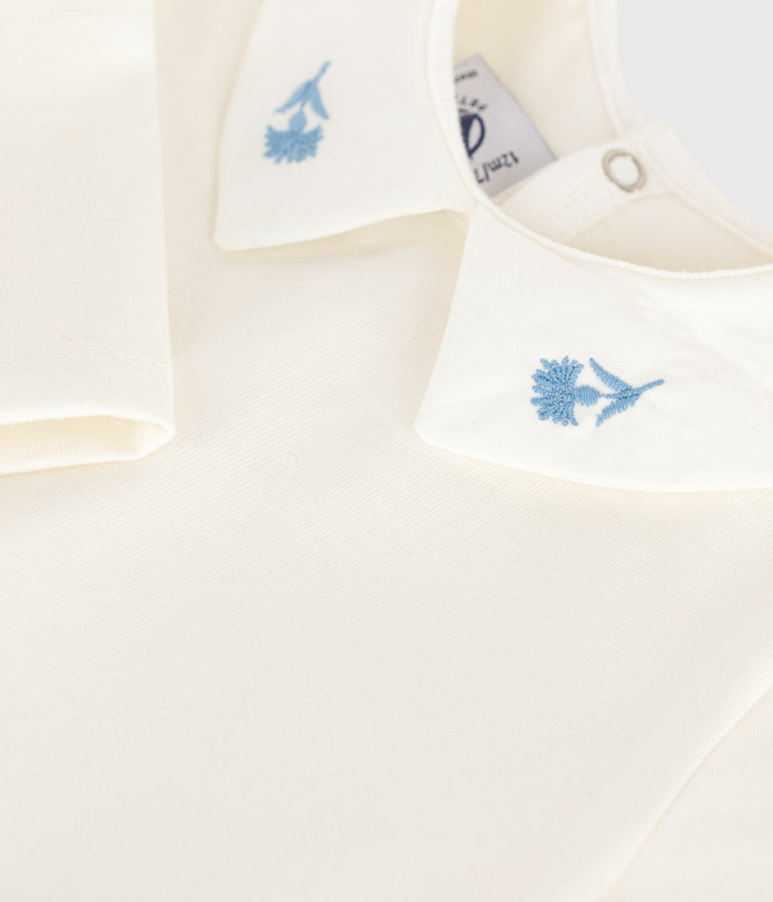 BABIES LONG SLEEVED COTTON BLOUSE WITH AN EMBROIDERED COOLAR