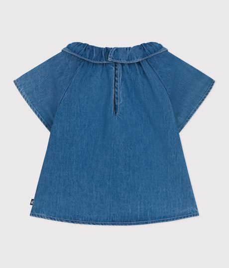 BABIES' SHORT-SLEEVED DEMIN BLOUSE