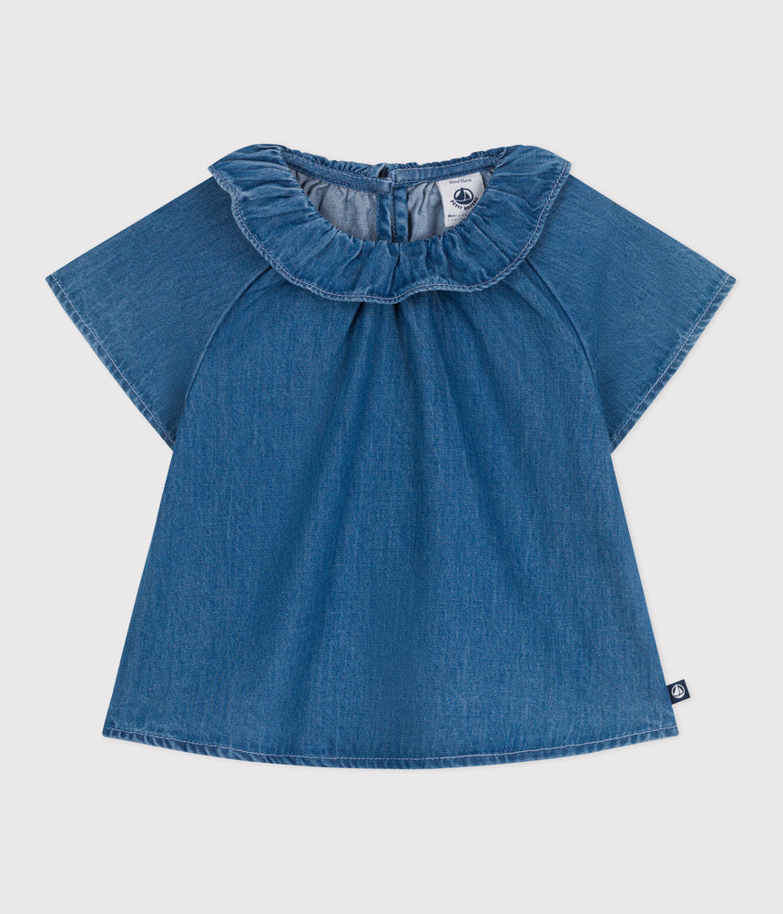 BABIES' SHORT-SLEEVED DEMIN BLOUSE