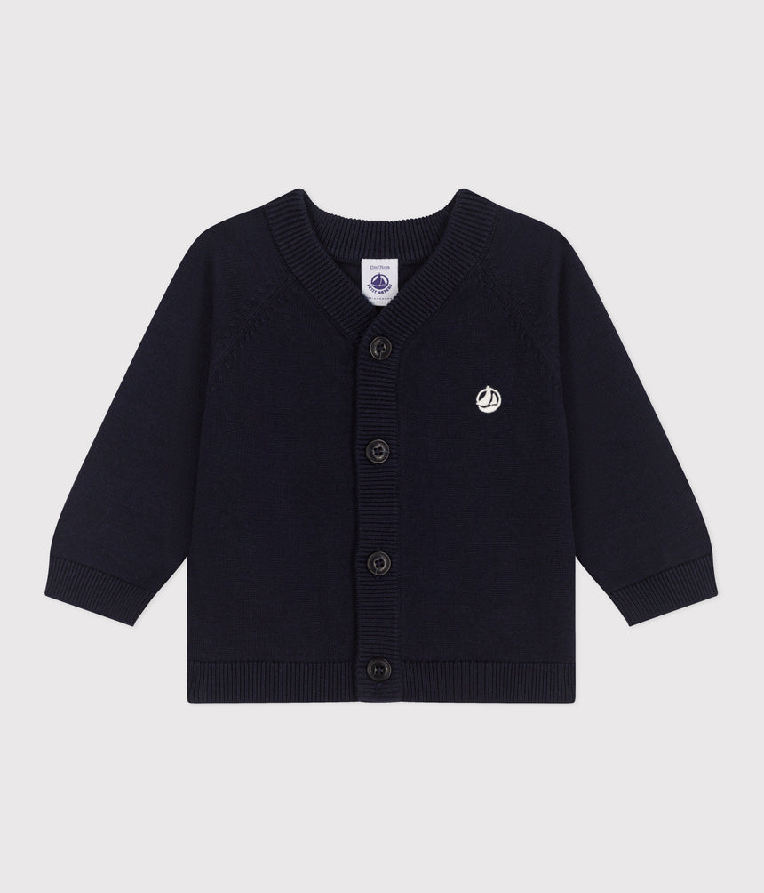 BABIES' PLAIN COTTON CARDIGAN