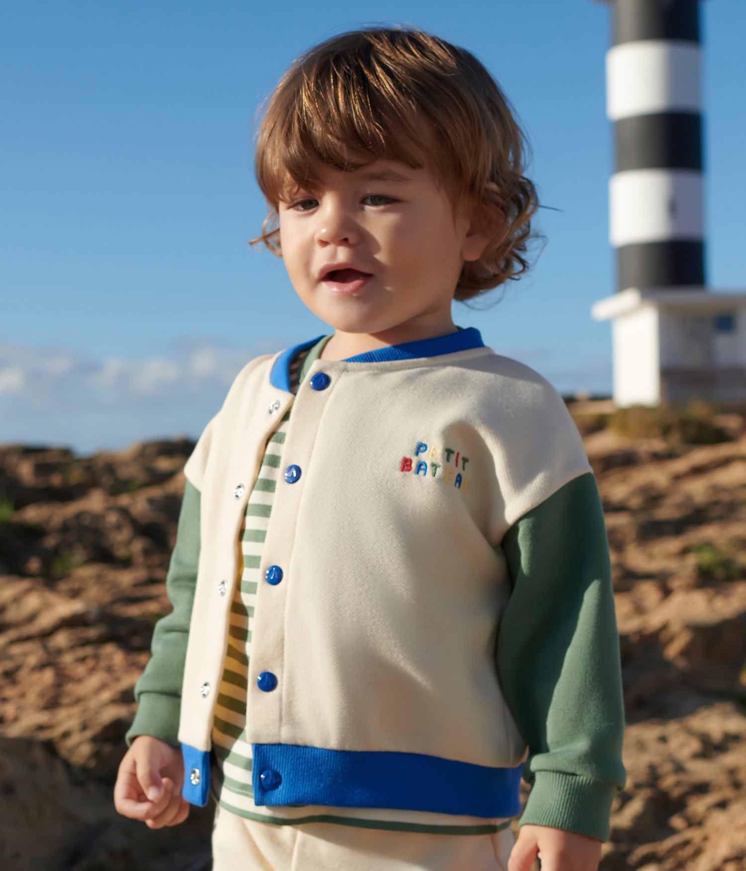 BABIES VARSITY-STYLE JACKET IN COLOUR BLOCK COTTON BABIES VARSITY-STYLE JACKET IN COLOUR BLOCK COTTON