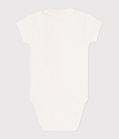 NEWBORNS' SHORT-SLEEVED COTTON BODY WITH A COLLAR