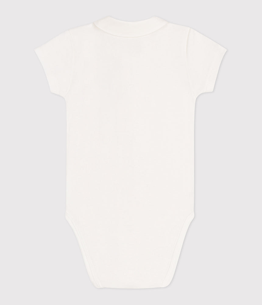 NEWBORNS' SHORT-SLEEVED COTTON BODY WITH A COLLAR