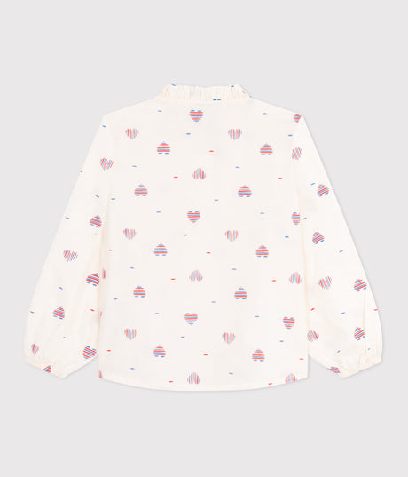 CHILDREN'S LONG-SLEEVED HEART-PATTERN COTTON BLOUSE