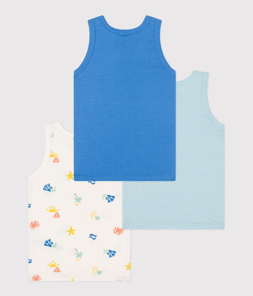 CHILDREN'S PRINTED COTTON TANK TOPS  - 3-PACK