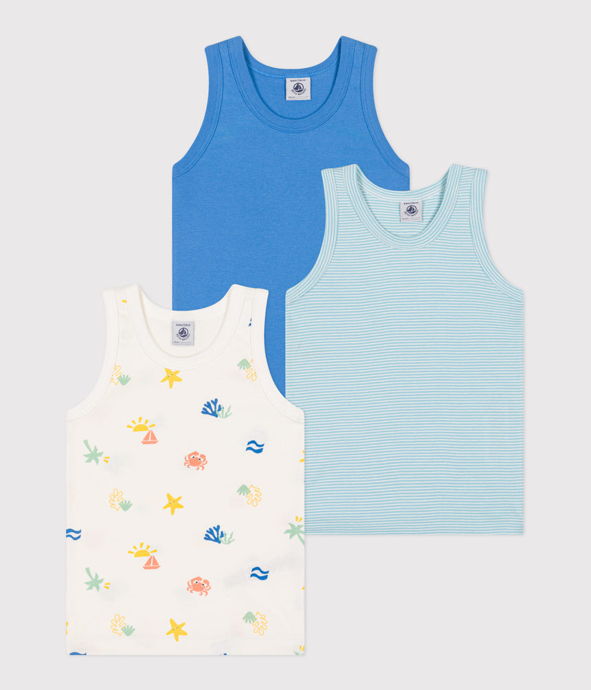 CHILDREN'S PRINTED COTTON TANK TOPS  - 3-PACK