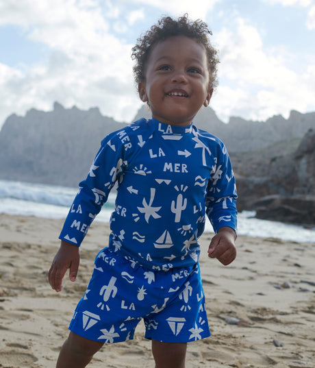 BABIES BEACH PRINT SWIM SHORTS