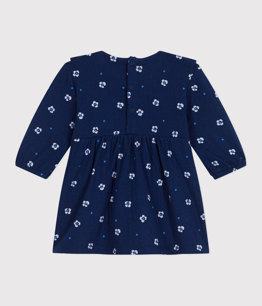 BABIES LONG SLEEVED FLORAL PRINT COTTON DRESS