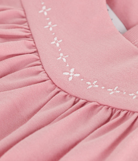 BABIES SLEEVLESS PLAIN COTTON DRESS WITH EMBROIDERED DETAILS ON THE COLLAR